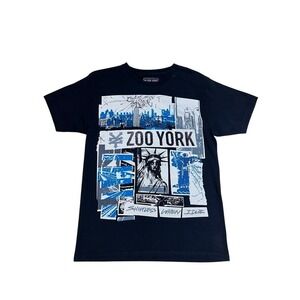 Zoo York Mens Graphic T-Shirt Navy Black Statue of Liberty Cityscape Large L